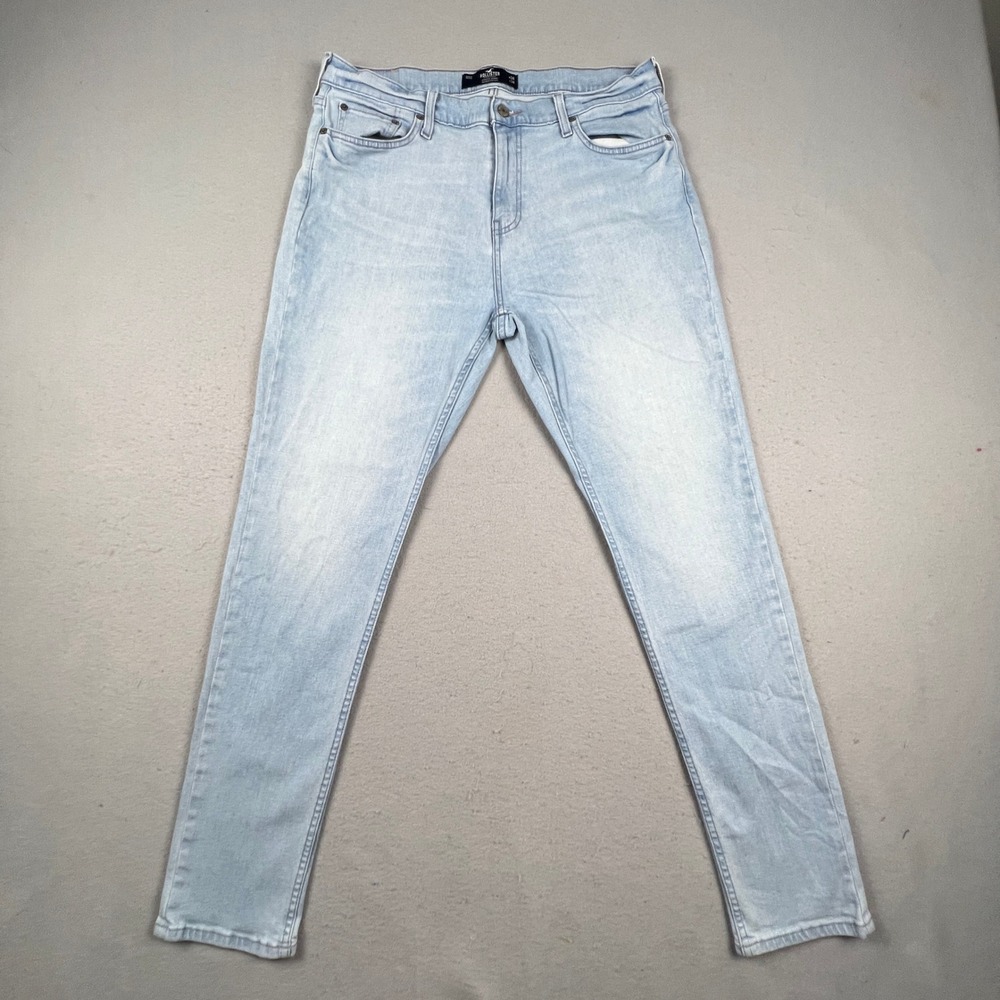 Hollister Athletic Skinny Jeans Mens 34x34 Light Wash Epic Flex Denim Casual